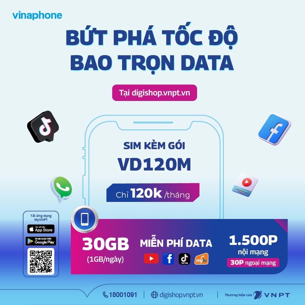 Gói Cước VD120M - Siêu Tiết Kiệm, Data Khủng Từ VinaPhone